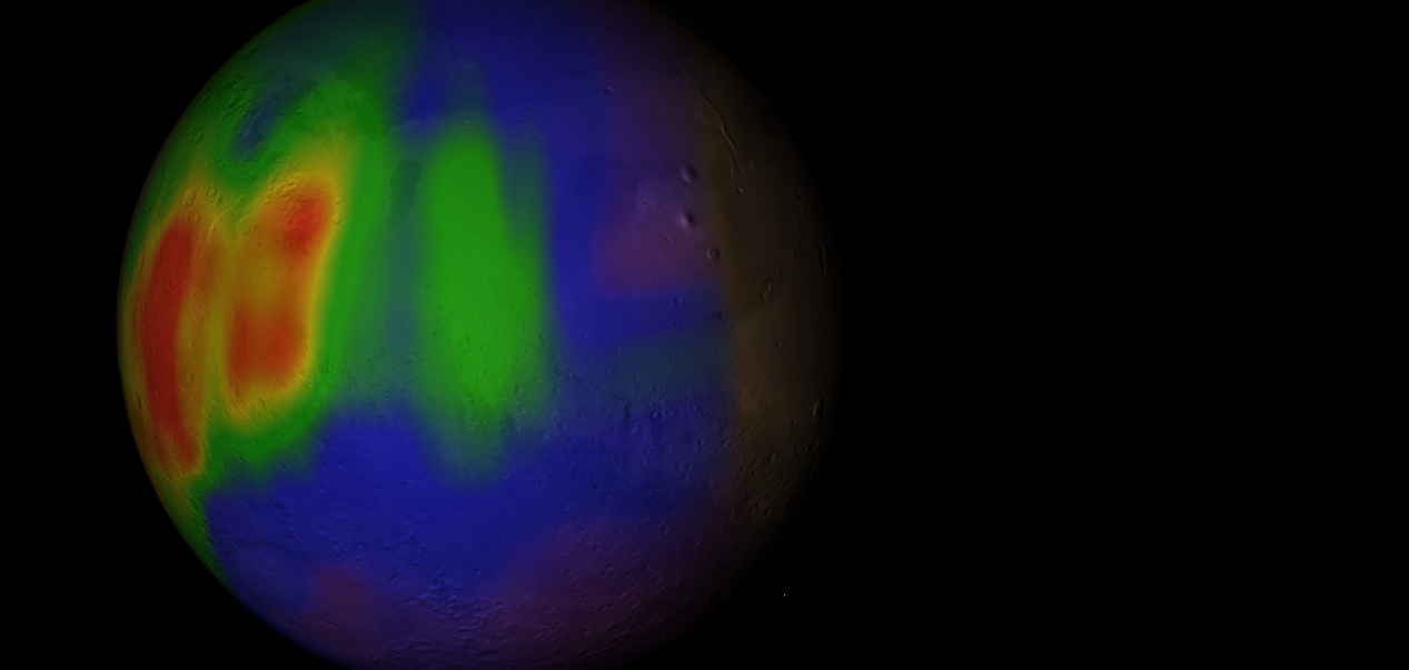 Karte: Sommerliche Methanabgabe des Mars (Bild: Public Domain/Trent Schindler/NASA)